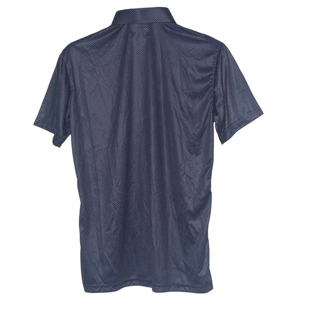 Collars & Co Semi-Spread Collar Polo Short Sleeve SM Dark Blue Micro Polka Dot - Picture 3 of 6